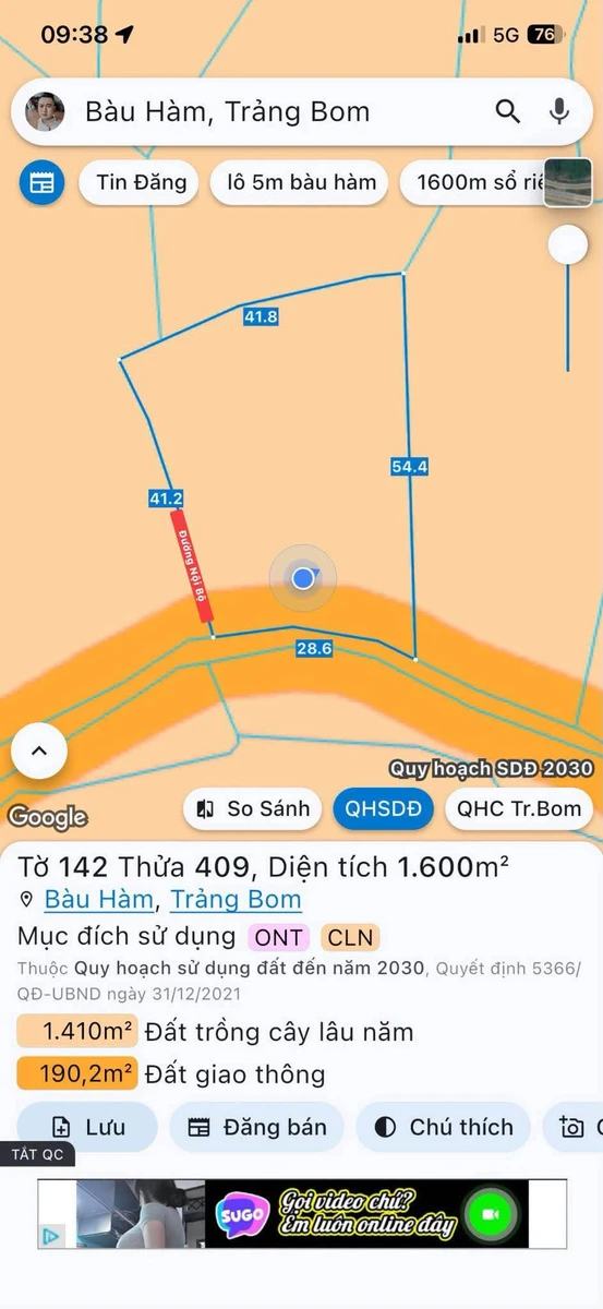Bán đất 1600m2 góc hai mặt tiền Đồng Nai giá 2 tỷ 490 - Ảnh thu nhỏ 4