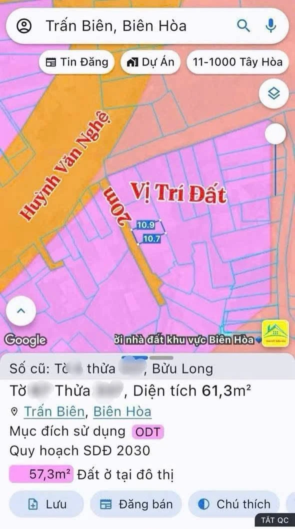 Bán lô đất Bửu Long 61,3m² 1 tỷ 650 triệu - Ảnh thu nhỏ 3