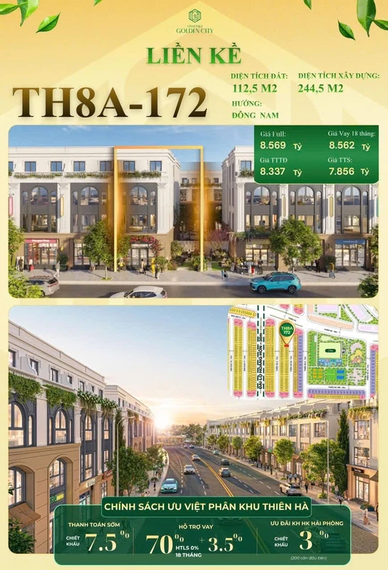 Bán liền kề Vinhomes Golden City 112,5m² Hải Phòng