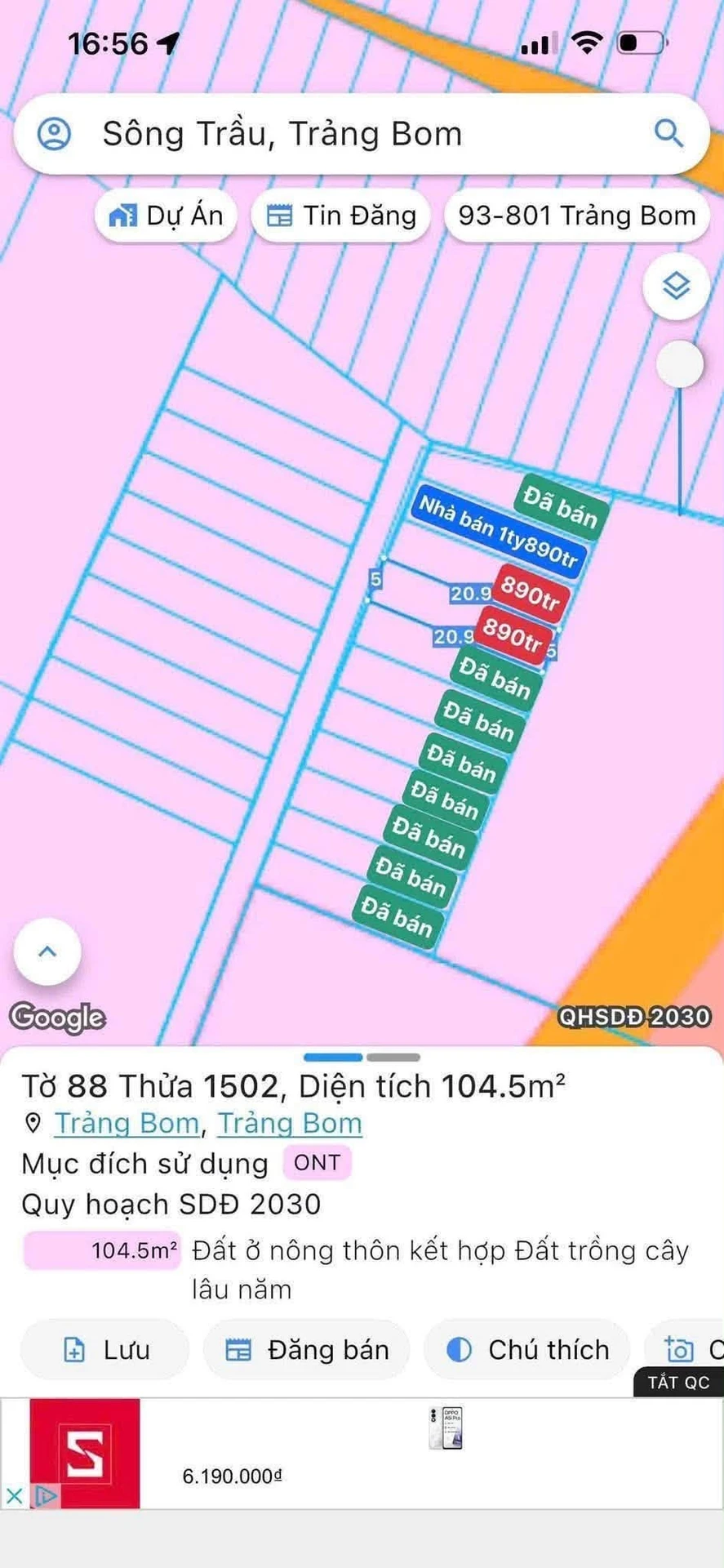Bán đất nền 100m² Trảng Bom Đồng Nai 890 triệu - Ảnh 1