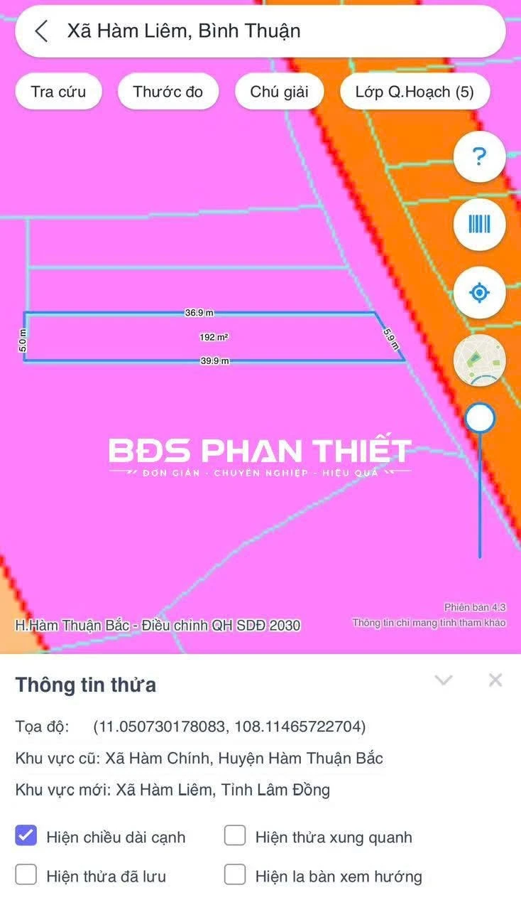 Bán đất mặt tiền Hàm Chính 192m² Lâm Đồng 530 triệu - Ảnh 1
