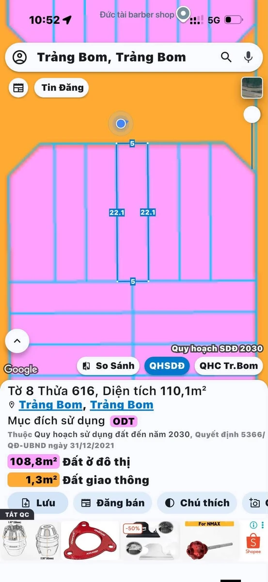 Bán đất Phường Trảng Bom 110m² 2 tỷ 150 triệu - Ảnh 1