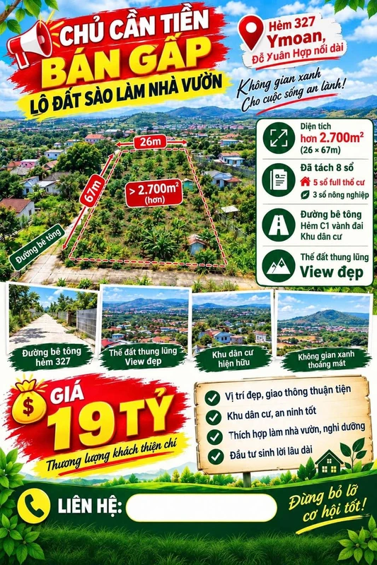Bán quỹ đất 2,7 sào xây biệt thự ở Buôn Ma Thuột