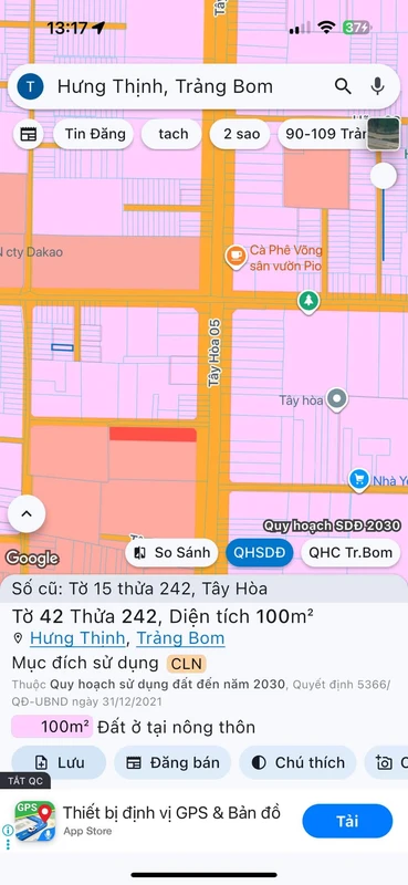 Bán lô đất thổ cư 100m² Tây Hòa, Trảng Bom 890 triệu