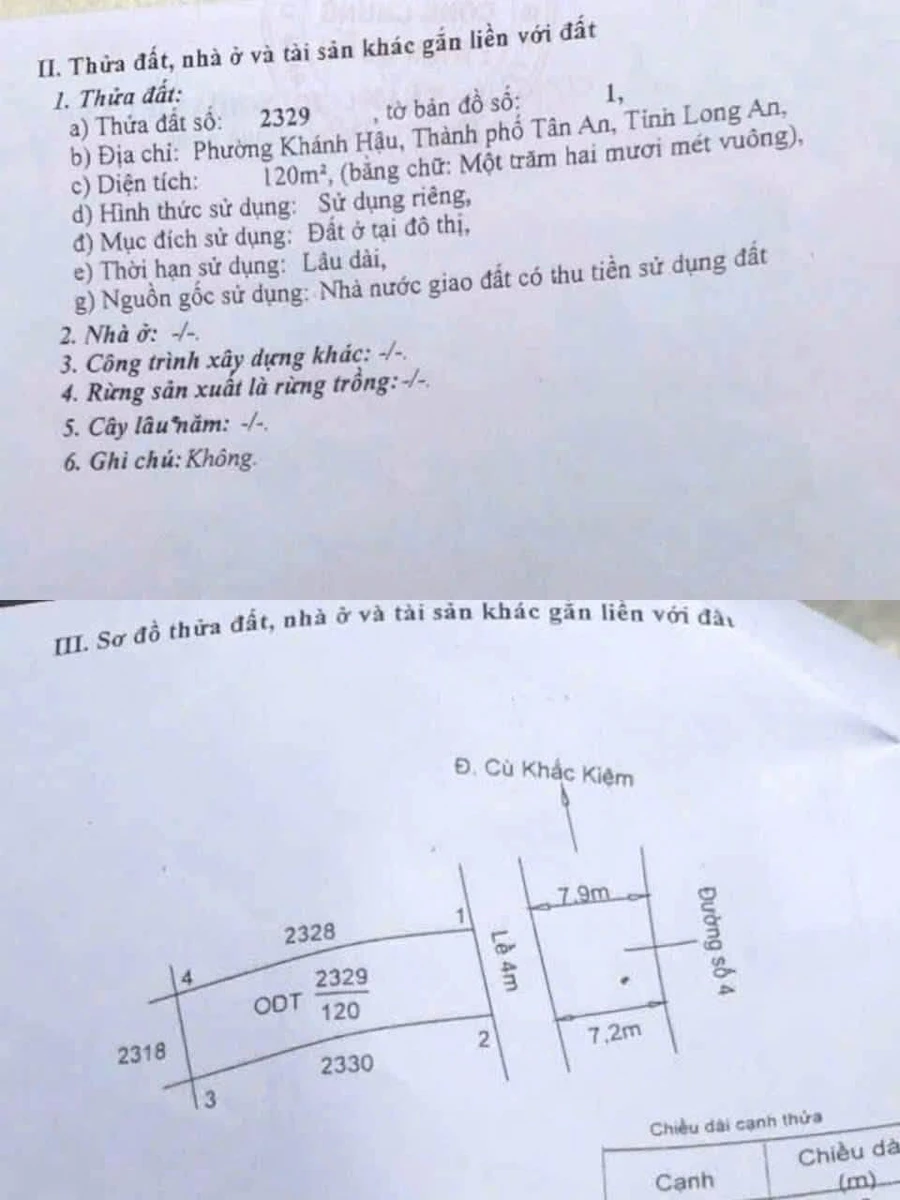 Bán lô đất thổ cư 120m² Phường Khánh Hậu, Tây Ninh - Ảnh thu nhỏ 3