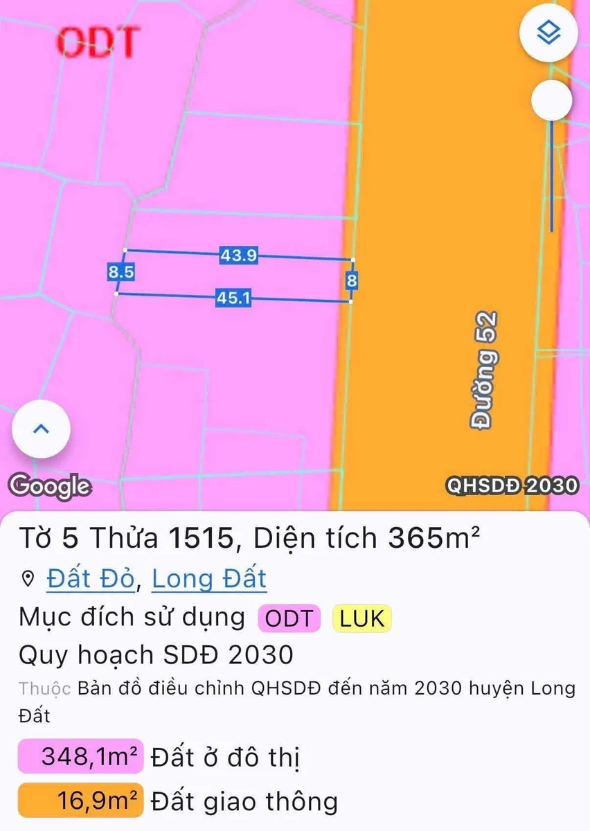 Bán đất 365m² mặt tiền TL52 Đất Đỏ, Bà Rịa - Vũng Tàu - Ảnh thu nhỏ 4