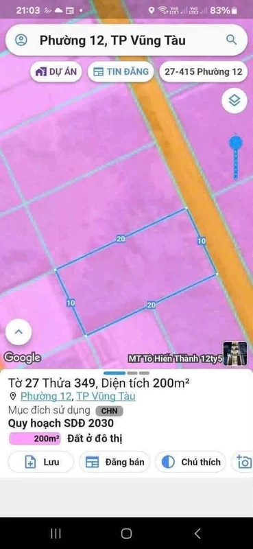 Bán đất nông nghiệp 200m² Phường 12 Vũng Tàu 1 tỷ 650 triệu