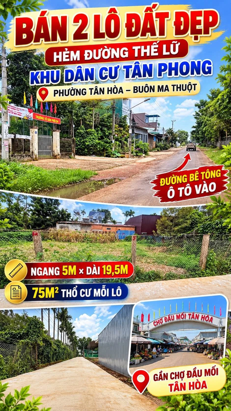 Bán đất xây nhà 75m² Tân Hòa 1 tỷ - Ảnh 1