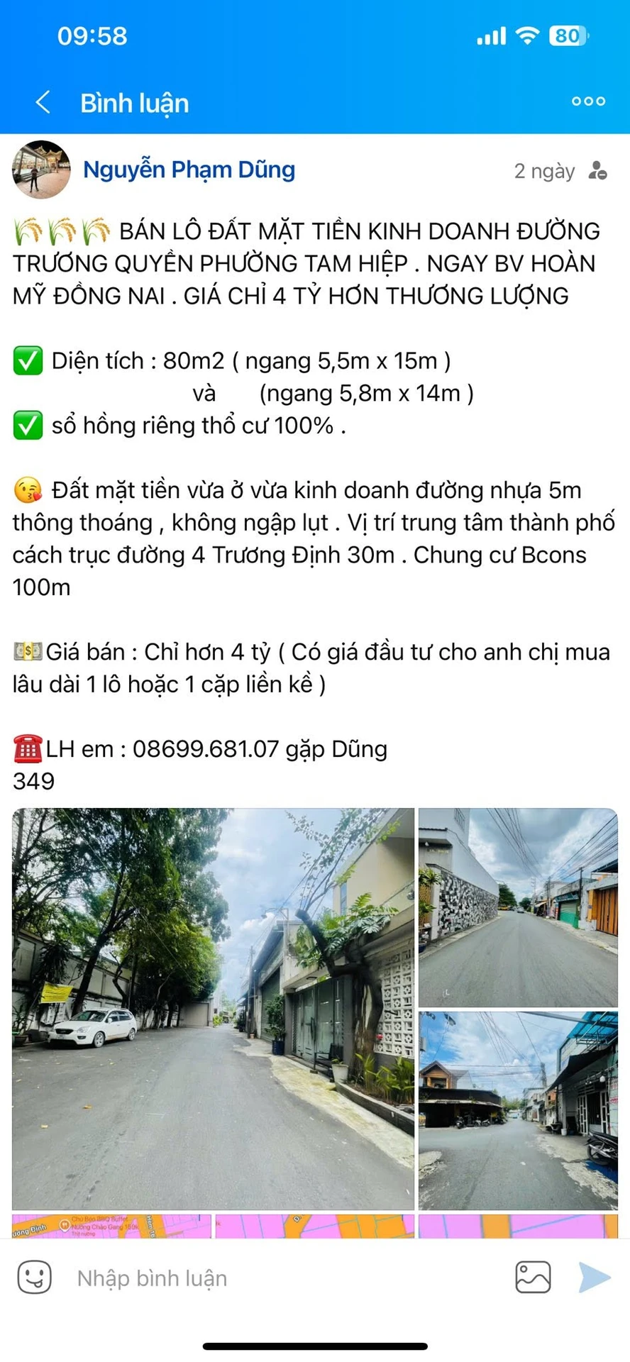 Bán lô đất mặt tiền Trương Quyền, Tam Hiệp, 81m², 4.65 tỷ - Ảnh 1