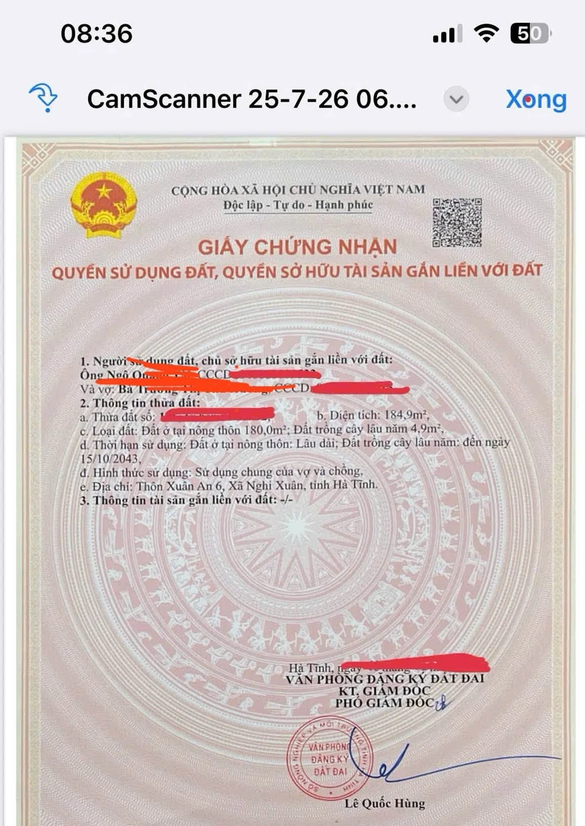 Bán nhà đất Xuân An 184,9m² Hà Tĩnh - Ảnh 1