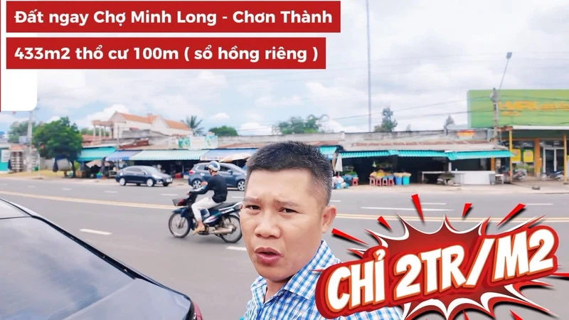 Bán đất 433m² ngay chợ Minh Long, 2 triệu/m²