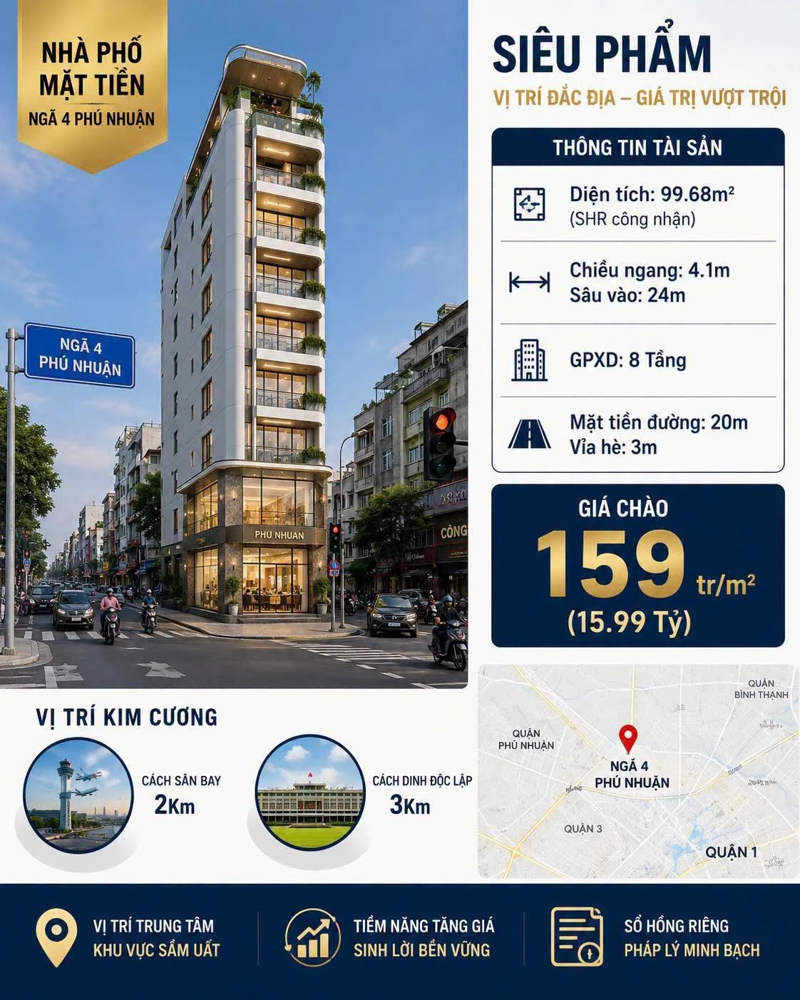 Bán đất mặt tiền 99.68m² Phú Nhuận, 15.99 tỷ - Ảnh 1