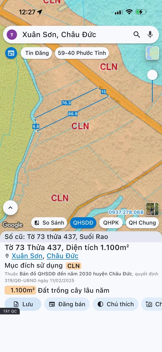 Bán đất Châu Đức Suối Rao 8 sào 3 mặt tiền đường nhựa - Ảnh thu nhỏ 4