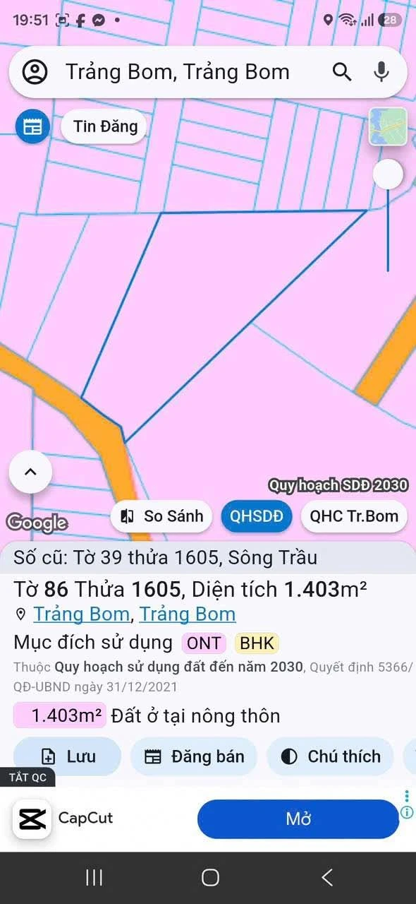 Bán đất Trảng Bom 1400m² giá 4 tỷ - Ảnh 1
