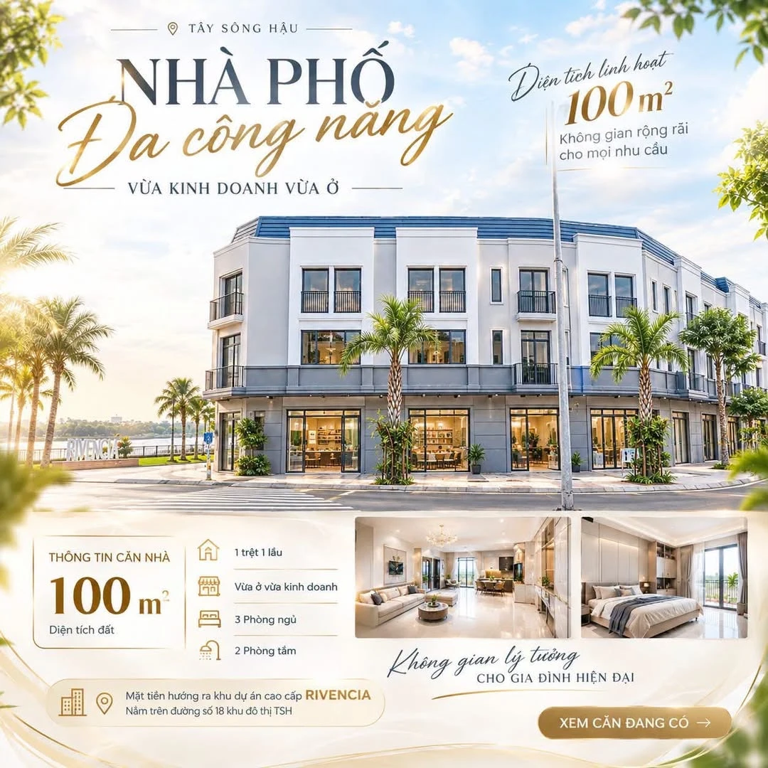 Nhà phố 3PN vừa ở vừa kinh doanh 100m², 3 tỷ, Long Xuyên - Ảnh 1