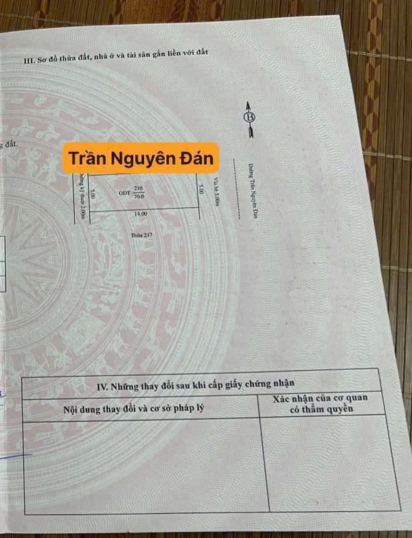 Bán lô đất mặt phố Trần Nguyên Đán 70m2, gần trường Marie Curie