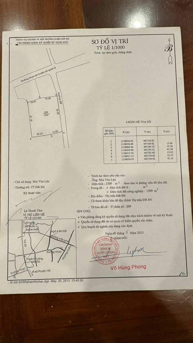 Bán đất Đất Đỏ 1509m² mặt tiền 14m giá 5.5 tỷ - Ảnh thu nhỏ 5