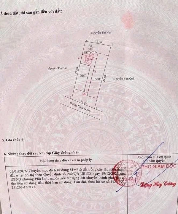 Bán đất Phú Hoà 339m² có trọ cho thuê, giá 7 tỷ