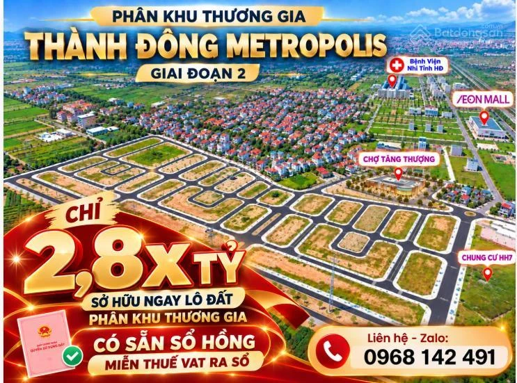 Chỉ 2,8 tỷ sở hữu lô đất dự án phân khu liền kề Thương Gia cách Aeon 300m - Ảnh 1