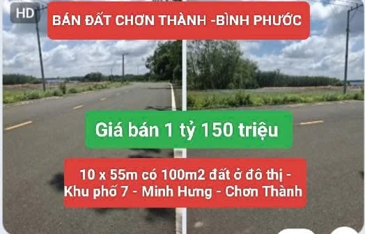 Bán đất 550m2 Chơn Thành, Bình Phước 1 tỷ 150 triệu