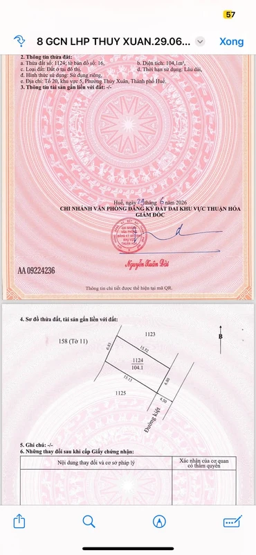 Bán đất Huế 104m² kiệt Út Tịch cạnh KQH Bàu Vá 1,456 tỷ