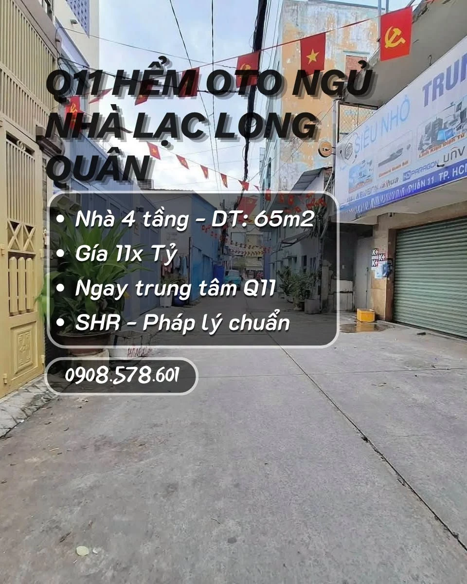 Bán nhà hẻm ô tô 4 tầng 65m2 Lạc Long Quân - Ông Ích Khiêm, Quận 11, giá 11 tỷ - Ảnh 1