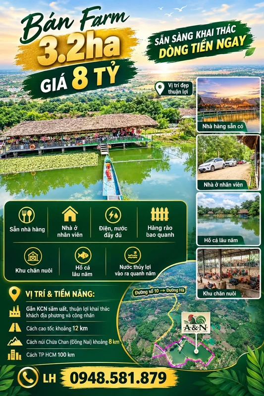 Bán đất farm 3,2 ha sẵn hạ tầng, Đồng Nai