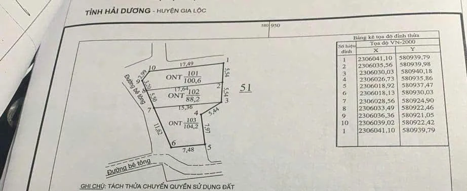 Bán đất Gia Lộc 88.2m2 gần KCN, 800 triệu - Ảnh 1