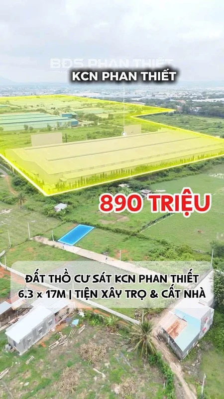 Bán đất 6.3 x 17m sát KCN Phan Thiết 890 triệu