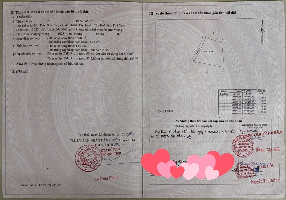 Bán đất Tây Hòa Phú Yên 1023m2, 1 tỷ 1 - Ảnh 1