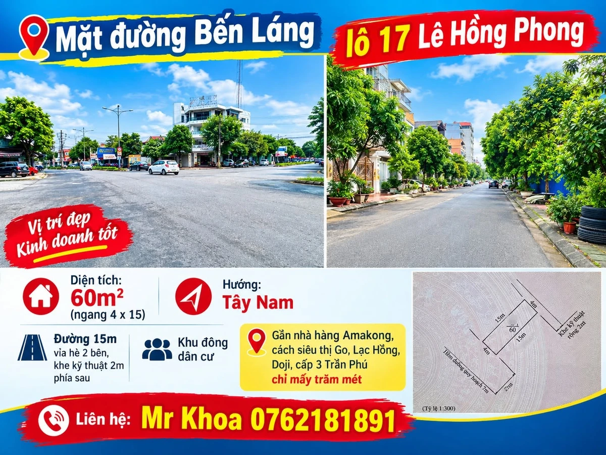 Bán đất mặt đường Lê Hồng Phong 60m² Quận 5 - Ảnh 1