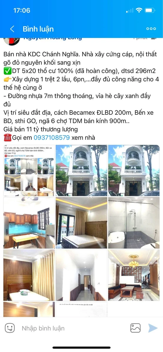Bán nhà 6PN 296m2 KDC Chánh Nghĩa Bình Dương 11 tỷ - Ảnh 1