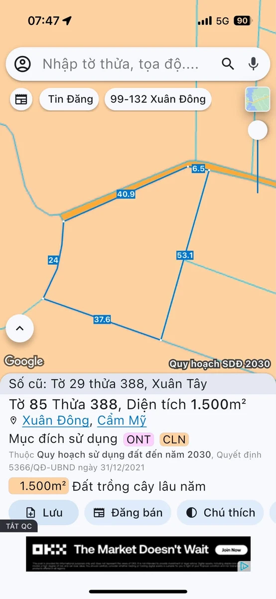Bán đất 1500m² mặt tiền Xuân Tây, Đồng Nai, 800 triệu - Ảnh thu nhỏ 2