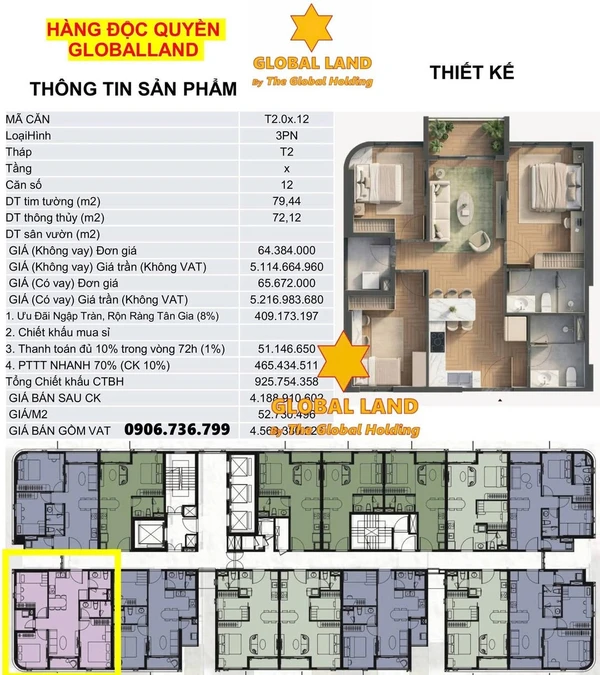 Bán căn hộ 3PN gần 80m² Green Skyline Dĩ An, khoảng 4,5 tỷ