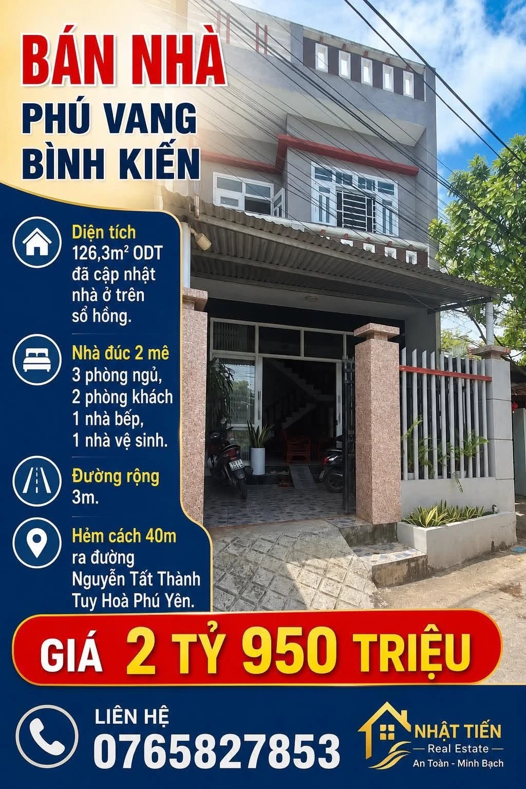 Bán nhà Bình Kiến 126m2, giá 2 tỷ 950 triệu - Ảnh 1
