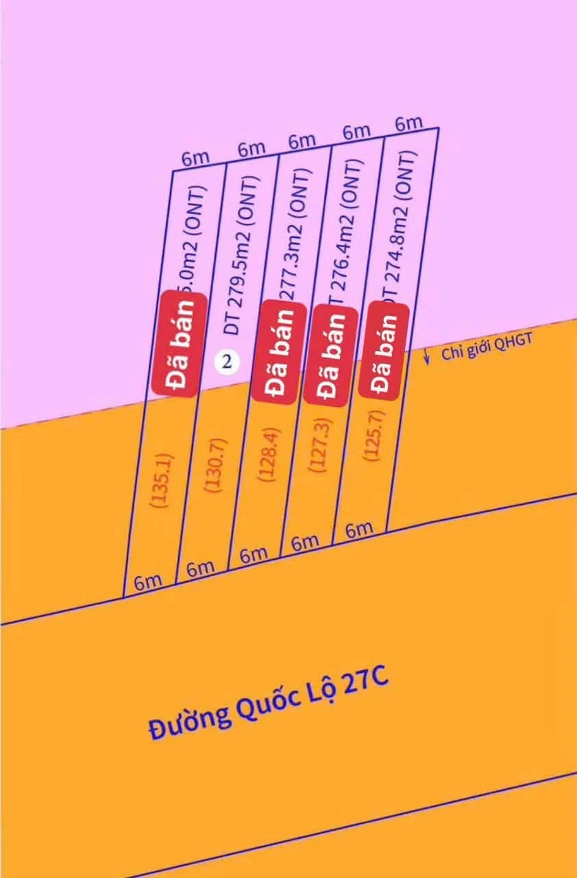 Bán đất mặt tiền QL27C Khánh Hòa 279m2 giá 1 tỷ 245 triệu - Ảnh 1