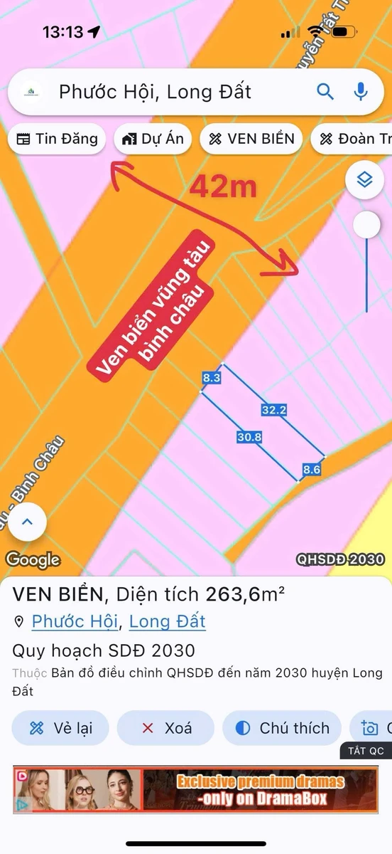 Bán đất mặt tiền biển 266m2, Xã Phước Hải, Bình Chánh - Ảnh thu nhỏ 5