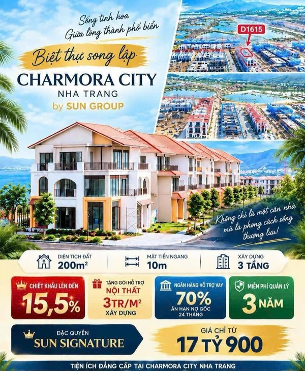 Bán biệt thự song lập 200m2 tại Charmora City Nha Trang