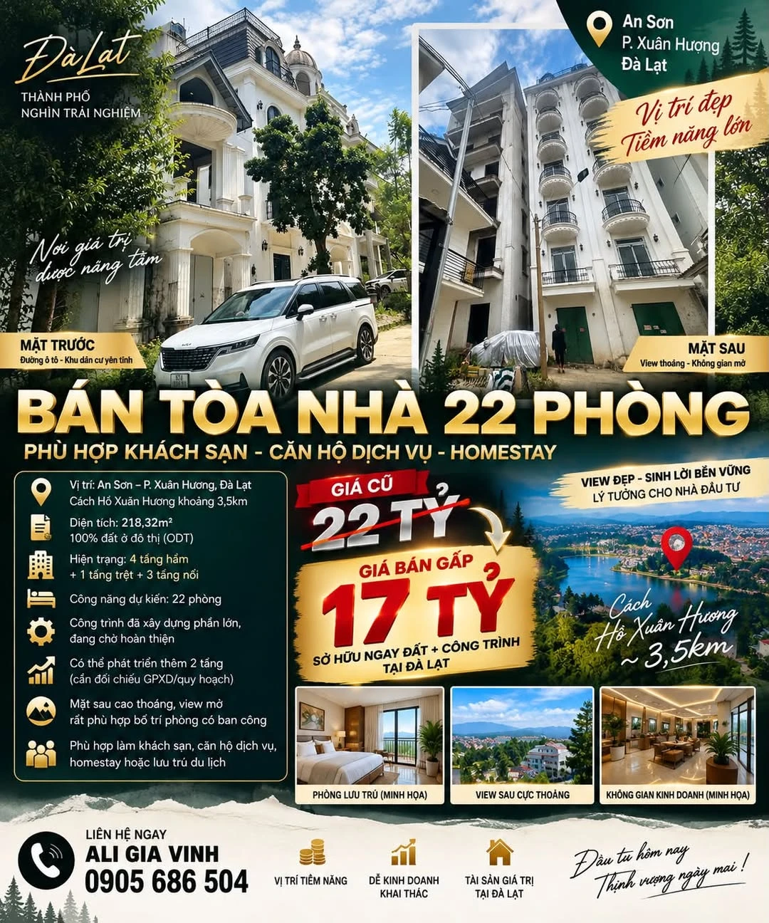 Bán tòa nhà 22 phòng 218m² Đà Lạt, giá 17 tỷ - Ảnh 1