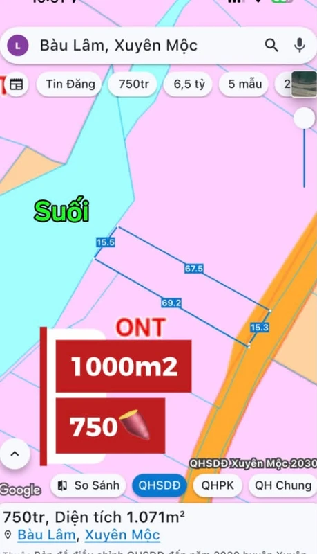 Bán đất 1000m² gần Hồ sông Rây, Vũng Tàu 750 tỷ