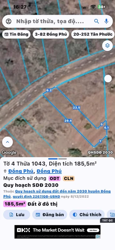 Bán đất 6×30m, nở hậu 7m tại Bắc Đồng Phú, 590 triệu