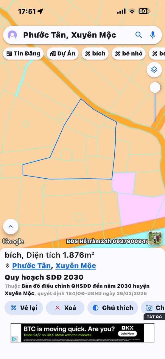 Bán đất 1.876m² Xuyên Mộc mặt tiền đường bê tông 4,5m - 4,1 tỷ - Ảnh thu nhỏ 2
