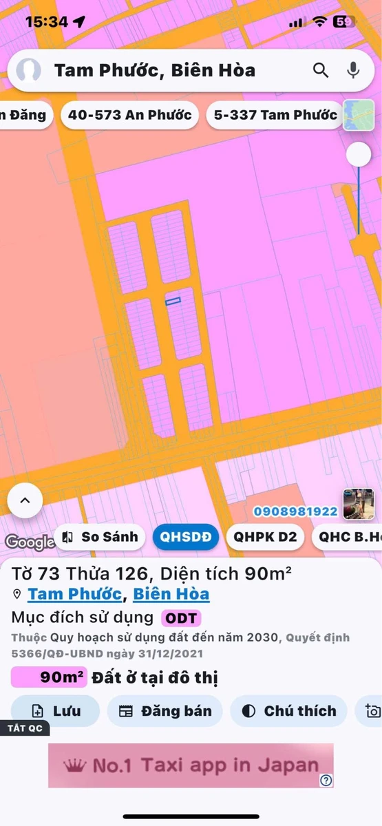 Bán đất 1 sẹc Phùng Hưng Tam Phước Biên Hòa 90 m² 1 tỷ 790 triệu - Ảnh 1