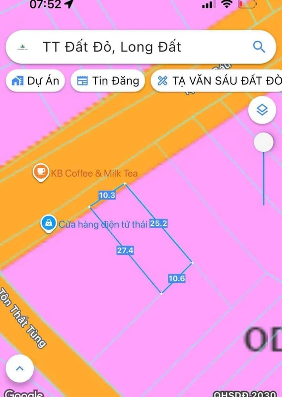 Bán đất mặt tiền Tạ Văn Sáu 261m2 thị trấn Đất Đỏ