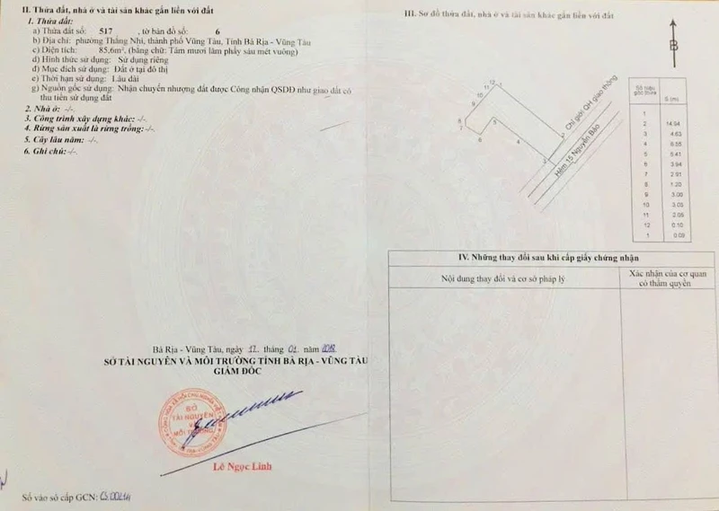 Bán đất hẻm xe máy Nguyễn Bảo 85,6m² Vũng Tàu