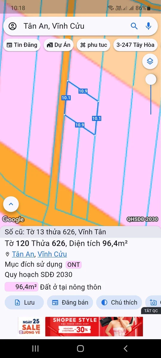 Bán đất sổ riêng Vĩnh Cửu Bình Dương 127m², 800 triệu - Ảnh thu nhỏ 2