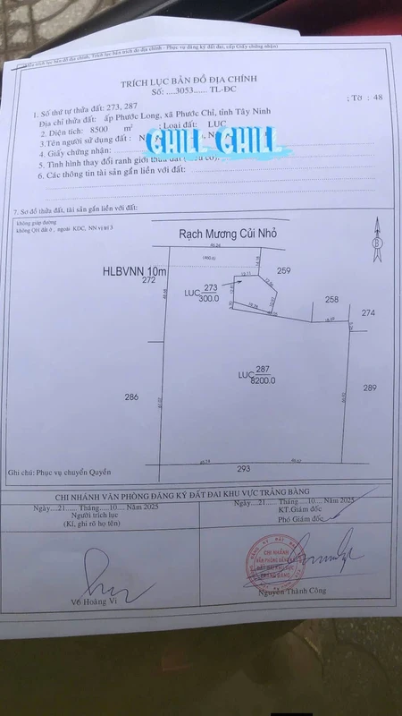 Bán đất 8.500m² view kênh ở Tây Ninh, giá 1 tỷ 100 triệu