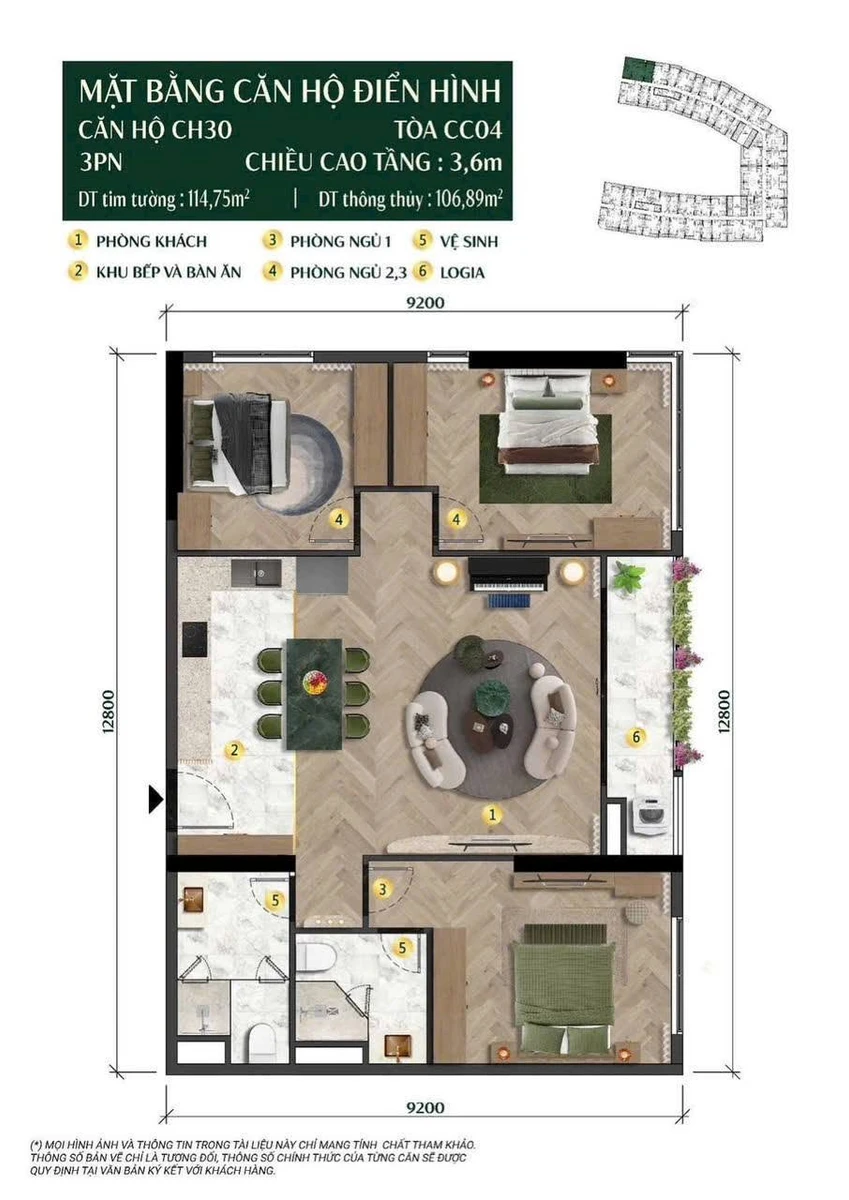 Bán căn hộ 3PN 114,8m² The Charm Nha Trang 7,863 tỷ - Ảnh thu nhỏ 2