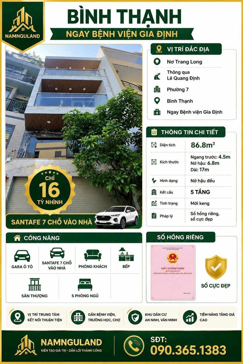 Bán nhà phố 4PN Bình Thạnh 86.8m² 16 tỷ, full nội thất - Ảnh thu nhỏ 2