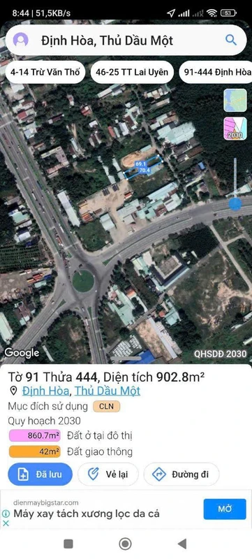 Bán đất Định Hòa Thủ Dầu Một 894,7m² 8 tỷ